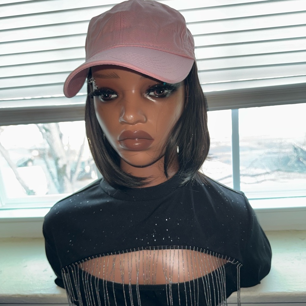 Pink Baseball wig cap